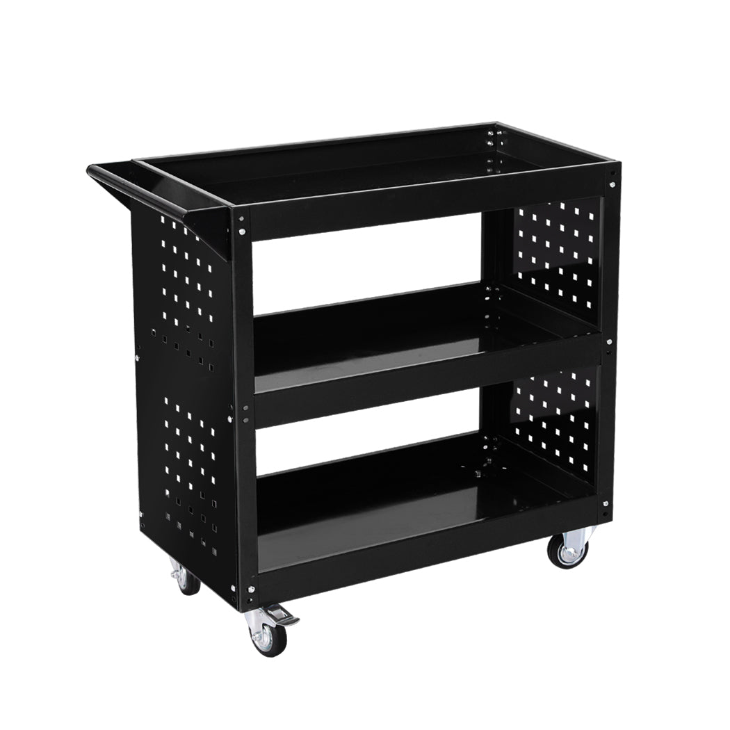 Traderight Tool Trolley Cart 3Tier Toolbox Black-2018816865903710208