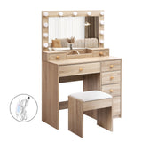Levede Dressing Table Stool Set Oak - Extra Image
