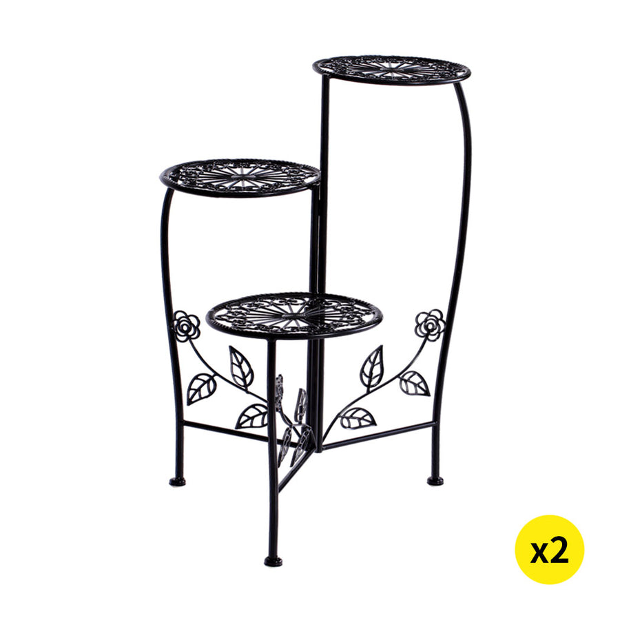 2X Wrought Iron Outdoor Indoor Flower Black 2 Pack-2018816817077817344