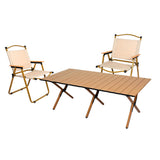 Levede Folding Camping Table Chair Set Oak - Low Angle