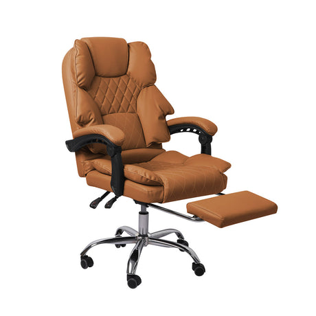 Levede Gaming Chair Office Computer Brown Footrest-1954802890916892672