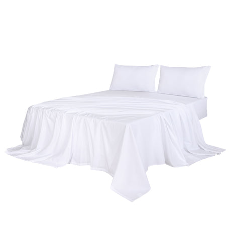 Dreamz 4pcs Queen Size 100% Bamboo Bed Sheet Set in White Colour-1954802920960692224