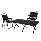 Levede Folding Camping Table Chair Set Black - Low Angle