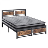 Metal Bed Frame Mattress Base Set Wood Queen - Low Angle