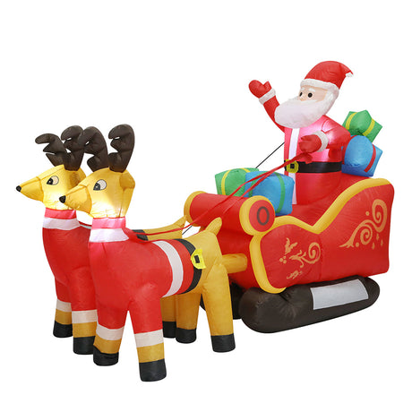 Santaco LED Inflatable Santa Sleigh Reindeer 2.2M-2006733375225860096