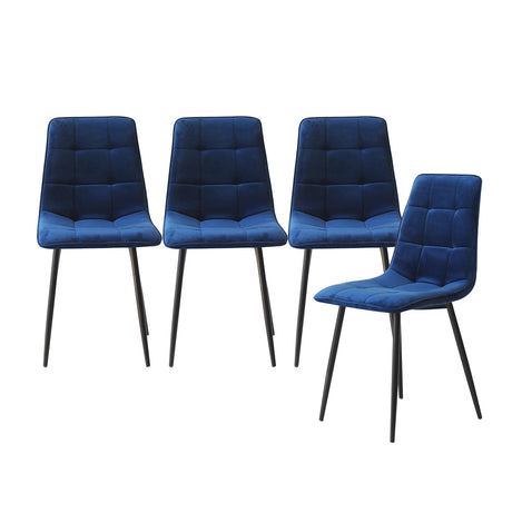 Levede 4x Dining Chairs Kitchen Velvet Blue-1954802984198213632
