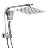 High Pressure Shower Head Set Rain Square Silver - Low Angle