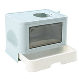 PaWz Foldable Cat Litter Box Tray Enclosed Blue - Low Angle