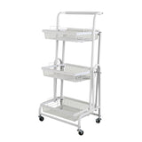 Levede 3 Tier Kitchen Trolley Cart Swivel White Colour - Low Angle