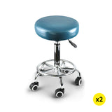 Levede 2x Barstool Swivel Salon Hairdressing Teal - Close-Up Angle