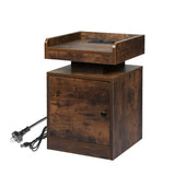 Levede Bedside Table USB Charger Outlet RGB Oak - Low Angle