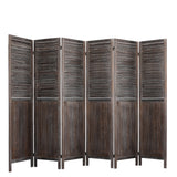 Levede 6 Panel Partition Room Divider Brown - Low Angle