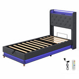 Levede Single Bed Frame Gas Lift Storage LED Light USB-2006733381777362944