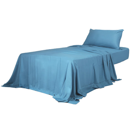 Dreamz 3pcs Sinigle Size 100% Bamboo Bed Sheet Set in Blue Colour Single-1954802921191378944