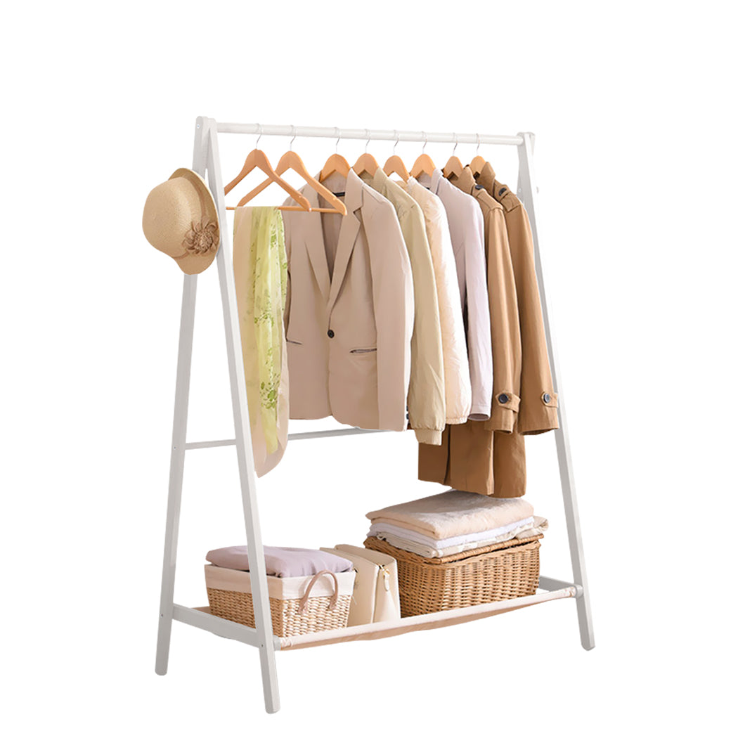 Levede Clothes Rack Wooden Wardrobe White-2006733282632404992