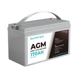 Safetex 12V 170Ah AGM Deep Cycle Lead - Low Angle