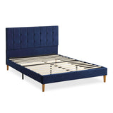 Levede Bed Frame Queen Size Mattress Blue - Low Angle