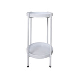 Levede 2 Tiers Plant Stand Metal Flower White Medium - Low Angle