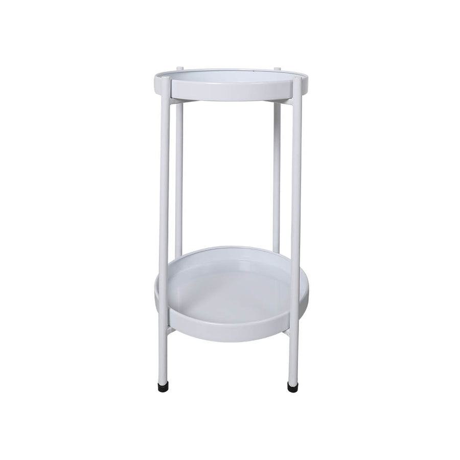 Levede 2 Tiers Plant Stand Metal Flower White Medium-2006732931460108288