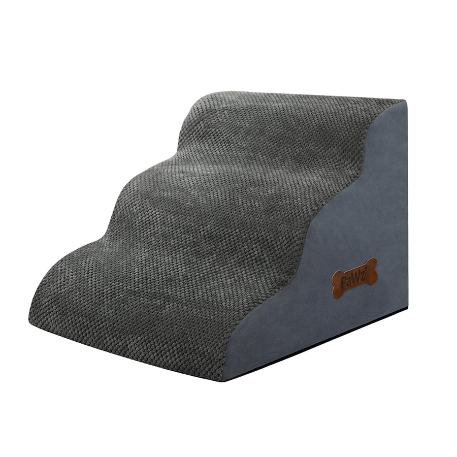 Pawz 3 Steps Pet Stairs Dog Ramp High Density Foam Grey-2006732707169701888