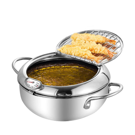 TOQUE 24cm Japanese Deep Frying Pan Silver-2018816702552346624