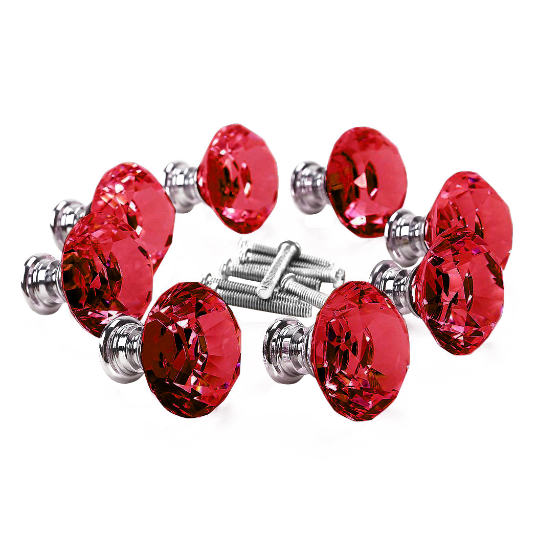 16 Pcs Red Crystal Knobs Diamond 30mm Small Red-2018816615889637376