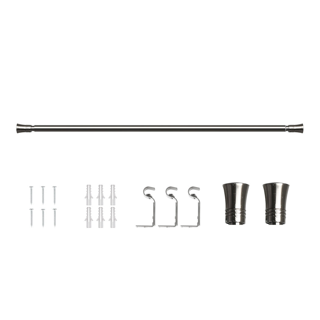 Marlow Satin Nickel Curtain Rod Steel Quiet Rail Pole Pommel Set Adjustable-2018816721510600704