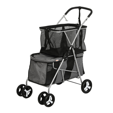 PaWz Pet Stroller 2-Tier Dog Cat Carrier Foldable-1954802608174665728