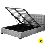 Levede Queen Bed Frame Fabric Tufted Grey - Low Angle