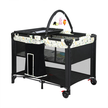 BoPeep Baby Cot Bed Crib Portable Bassinet Black-2006733207525003264