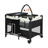 BoPeep Baby Cot Bed Crib Portable Bassinet Black - Low Angle