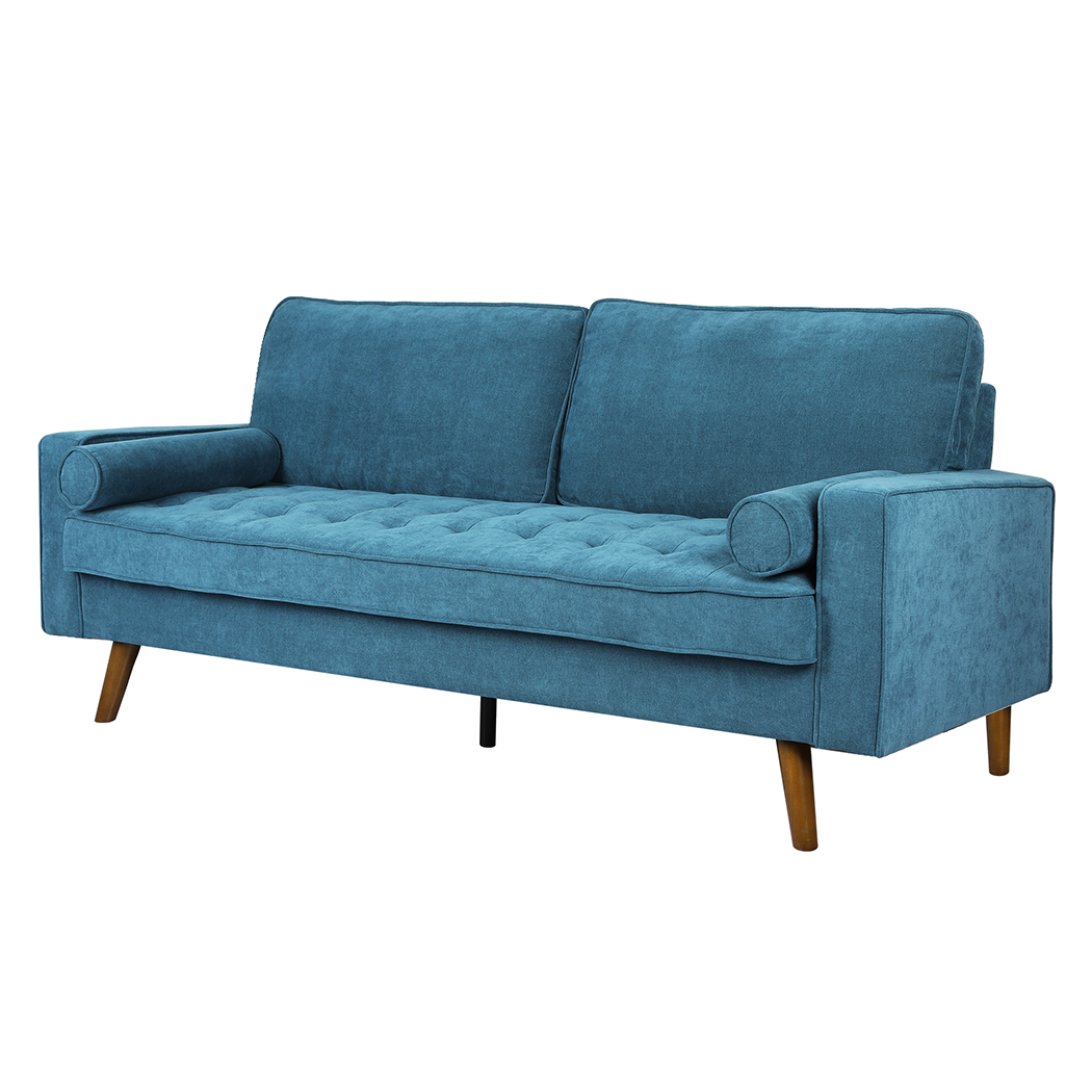 Levede Fabric Sofa Armchair 3 Seater Couch Blue 191cm Wide-2018816942655279104