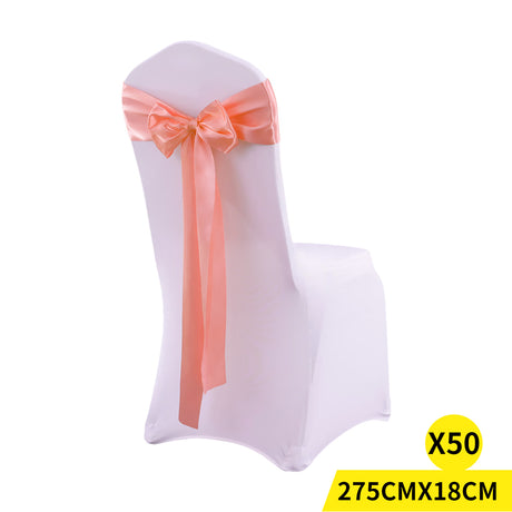 50x Satin Chair Sashes Cloth Cover Wedding Coral-2018816776296599552