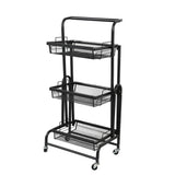 Levede 3 Tier Kitchen Trolley Cart Swivel Black Colour-2018816800040554496
