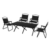 Levede Folding Camping Table Chair Set Black - Low Angle