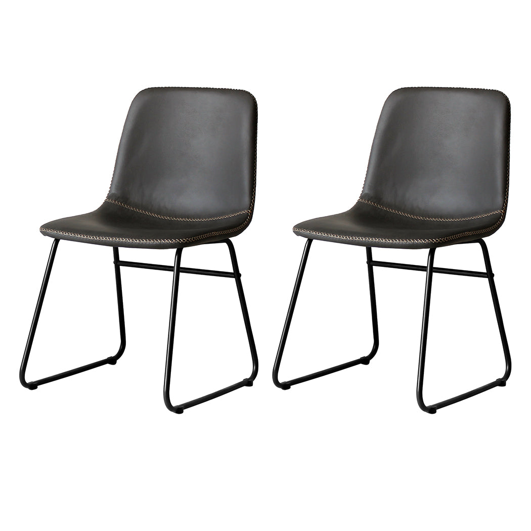 Levede 2x Dining Chairs Kitchen Table Black-2006733277083340800
