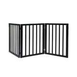 PaWz 3 Panels Wooden Pet Gate Dog Fence Black 139CM - Low Angle