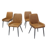 Dining Chairs x 4 Padded Seat PU Faux Leather - Low Angle