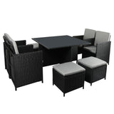 Levede 9PCS Outdoor Table Chair Set - Low Angle