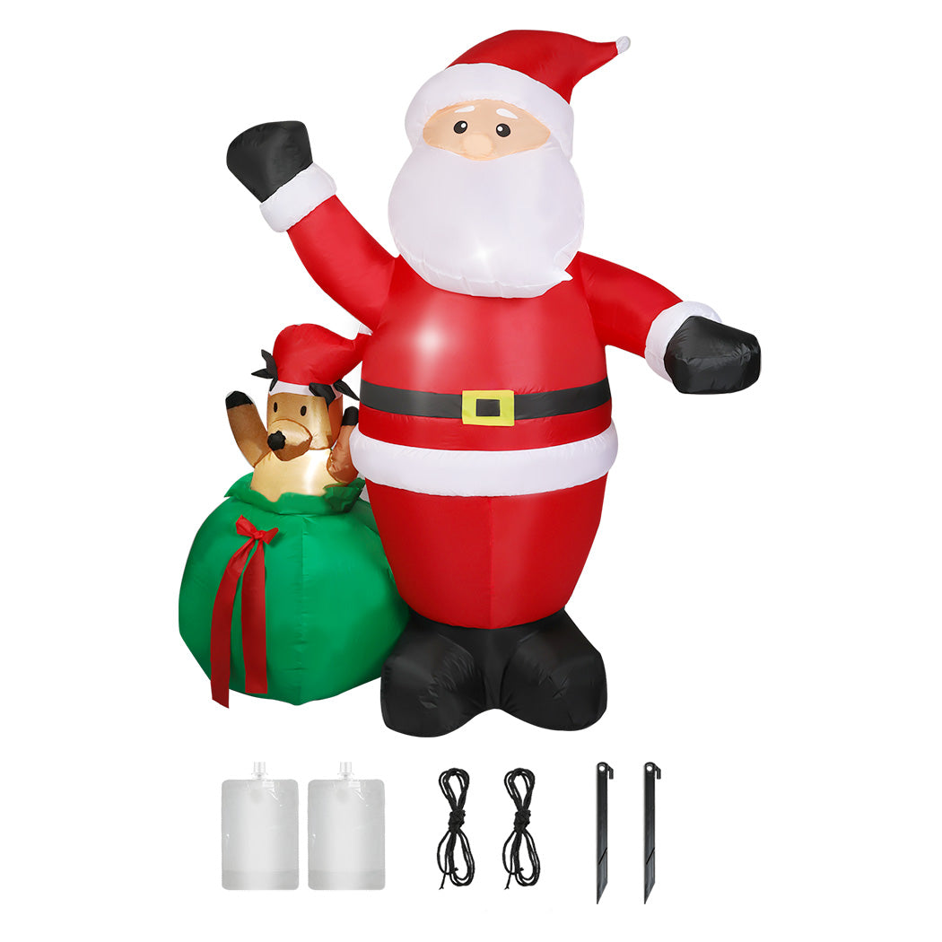 Santaco Christmas Inflatable Outdoor Santa Claus Elk 2.2M Xmas Decoration Light-1952534168298721280