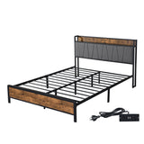 Levede Double Bed Frame Tufted Headboard USB Charge-2006732834424885248