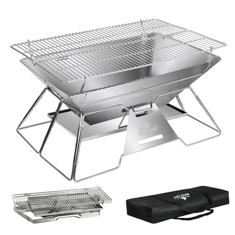 Levede Portable Folding BBQ Charcoal Grill Silver-1954802457573986304