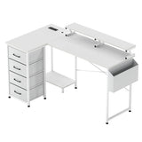 Levede L Shaped Gaming Desk with Storage Drawers White - Extra Image