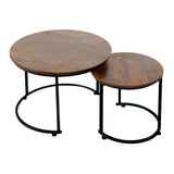 Levede Round Nesting Table Coffee Table Wood Side Table - Extra Image