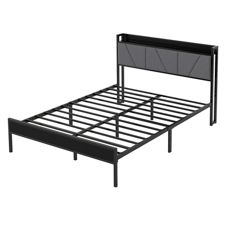 Levede Double Bed Frame Steel Base with Headboard Grey-2006732772936388608