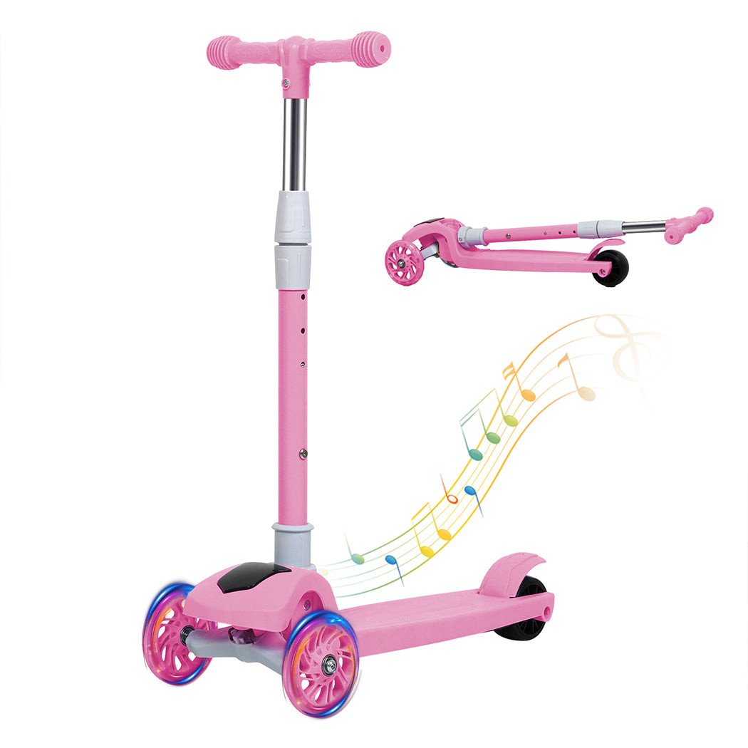 Bopeep Foldable Kids Scooter LED Music Pink-2006732821967802368