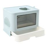 PaWz Foldable Cat Litter Box Tray Enclosed Blue - Low Angle
