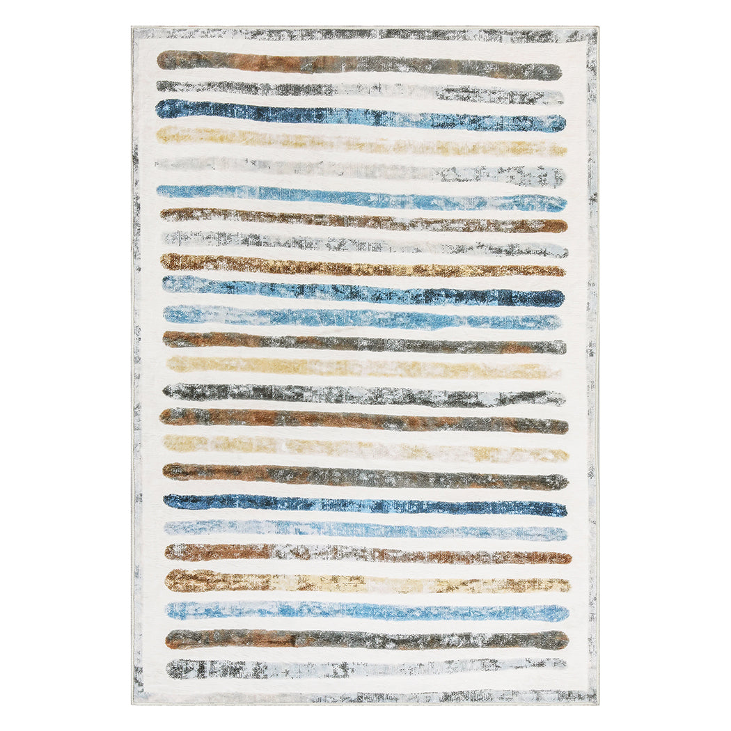 Marlow Floor Rug Short Pile Washable Carpet Soft Plush Non Slip Stripe 200x290-2006732847481753600