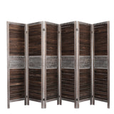 Levede Room Divider 6 Panel Folding Brown - Low Angle