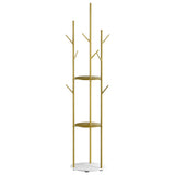 Levede Coat Rack Clothes Stand 8 Hook Organizer Gold-2018816841975205888